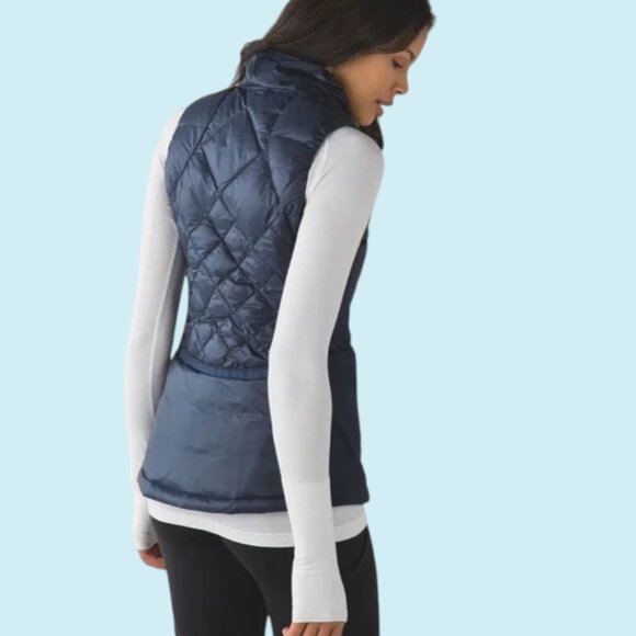 Lululemon Athletica Vest Women's 4 Blue Down For A Run Full Zip Goose Feathers - Picture 3 of 15